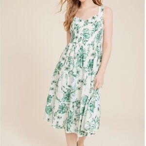 Maurices Green and White Floral Midi Dress